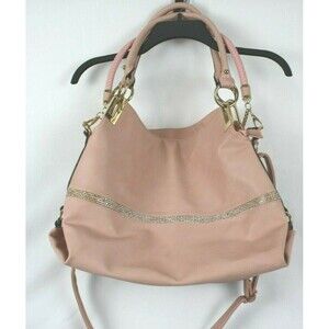 Women's Shoulder Bag Purse Multiple Handles Color Pink with Bling Size Large